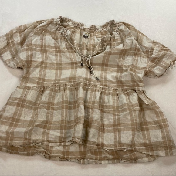 Anthropologie Pilcro & The Letterpress Bette Babydoll Blouse, Linen Blend - Picture 2 of 4